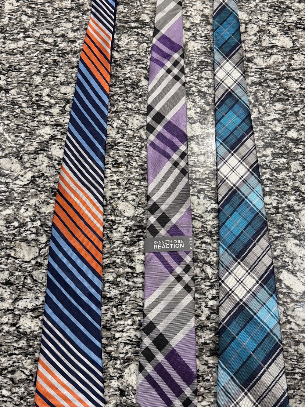 Men’s Necktie Lot of 3 Tommy Hilfiger Kenneth Cole Express Plaid Striped